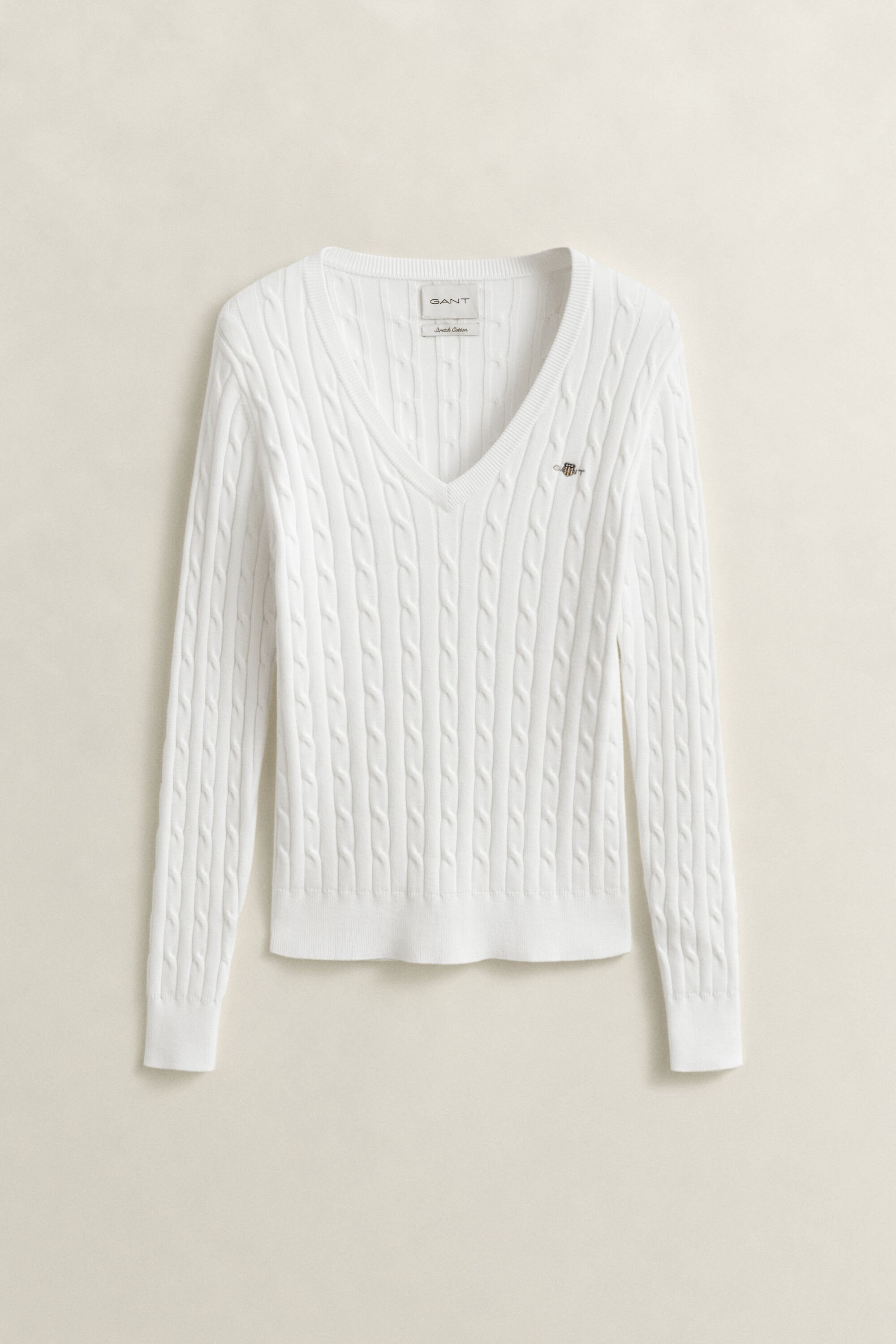 V-Neck Pullover mit Zopfmuster