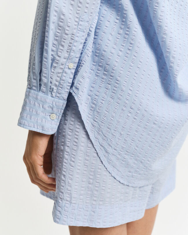 Relaxed Fit Tonal Seersucker Bluse mit Streifen