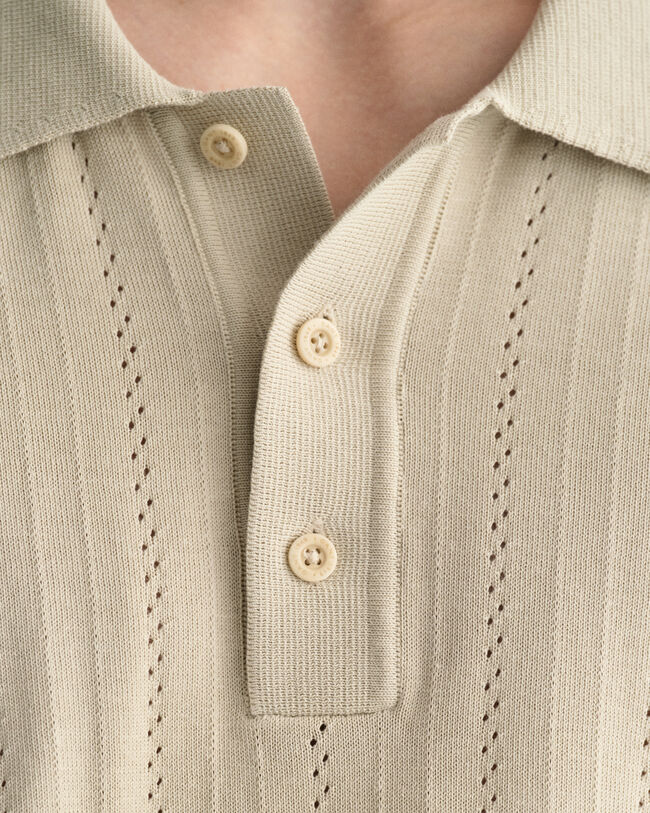 Pointelle Struktur Polopullover