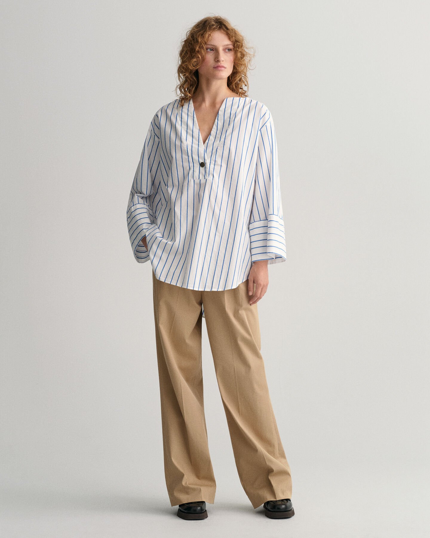 Relaxed Fit Popover Bluse mit Streifen