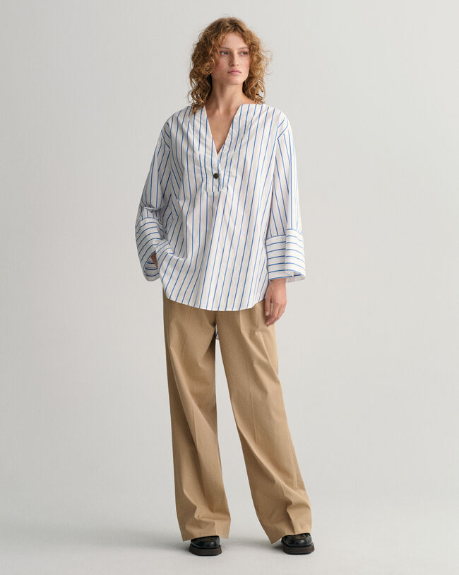 Relaxed Fit Popover Bluse mit Streifen