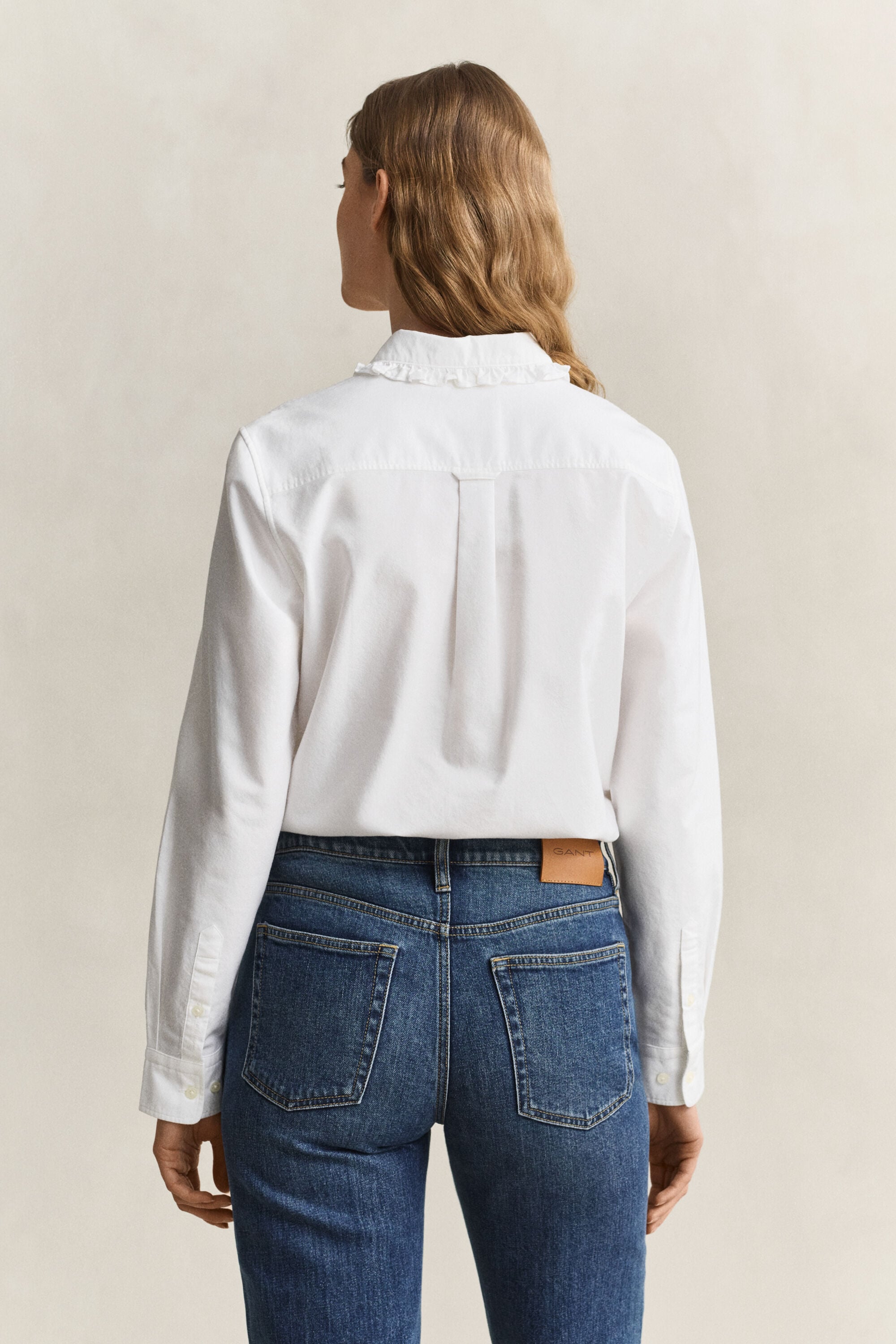 Classic Oxford-Bluse mit Rüschen
