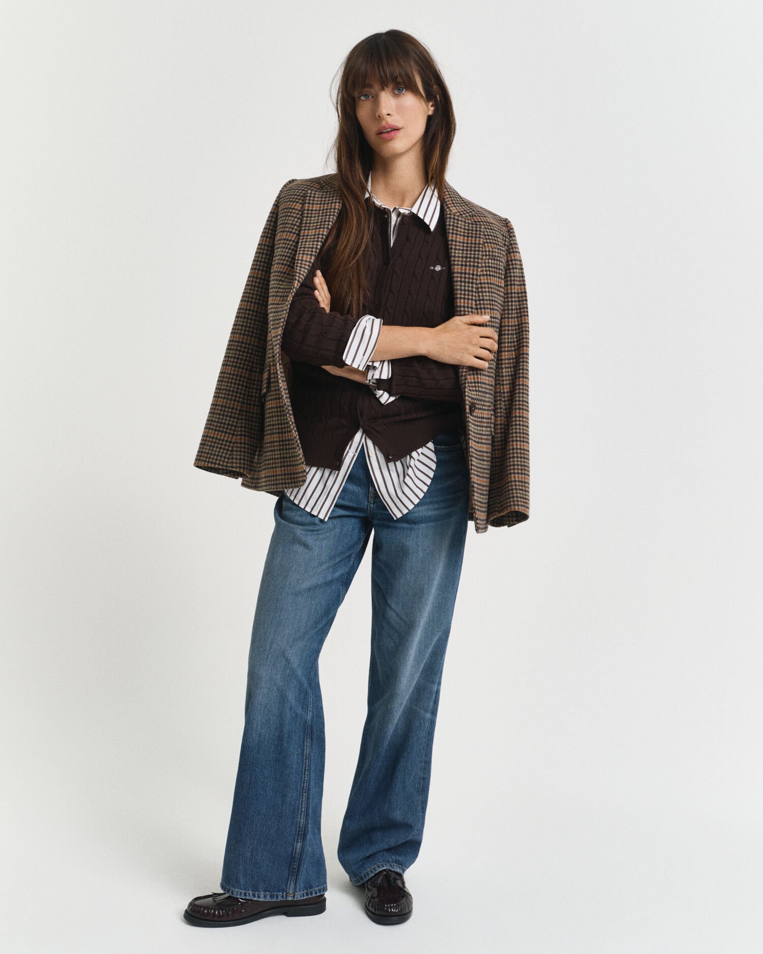 Strickjacke mit Zopfmuster