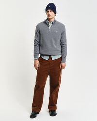 Gerippter Troyer aus Baumwoll-Woll-Gemisch