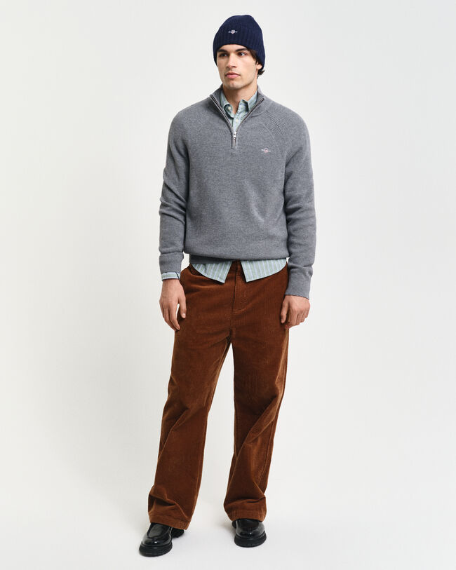 Gerippter Troyer aus Baumwoll-Woll-Gemisch