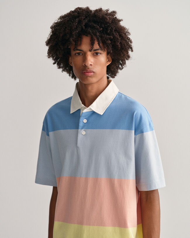 Retro Kurzarm-Rugger mit Blockstreifen