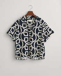 Relaxed Fit Monogram Popover Kurzarmbluse mit Print
