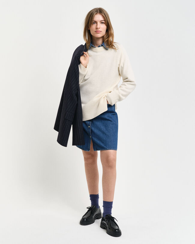 Herringbone Rundhalspullover mit Detail