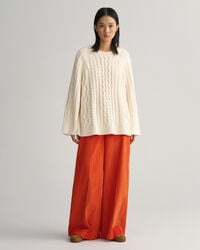 Cordhose mit hohem Bund und weitem Bein