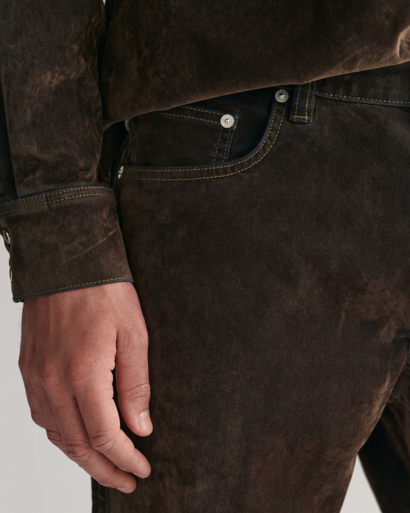 Relaxed Fit Flocked Samt Jeans