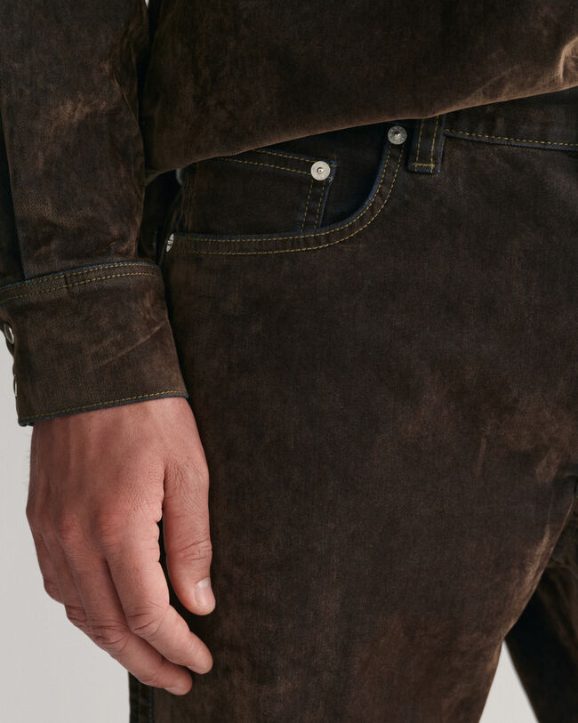 Relaxed Fit Flocked Samt Jeans