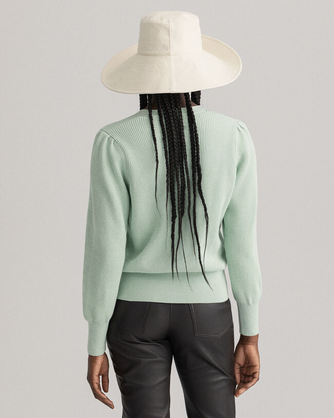 Gerippte Baumwollstrickjacke