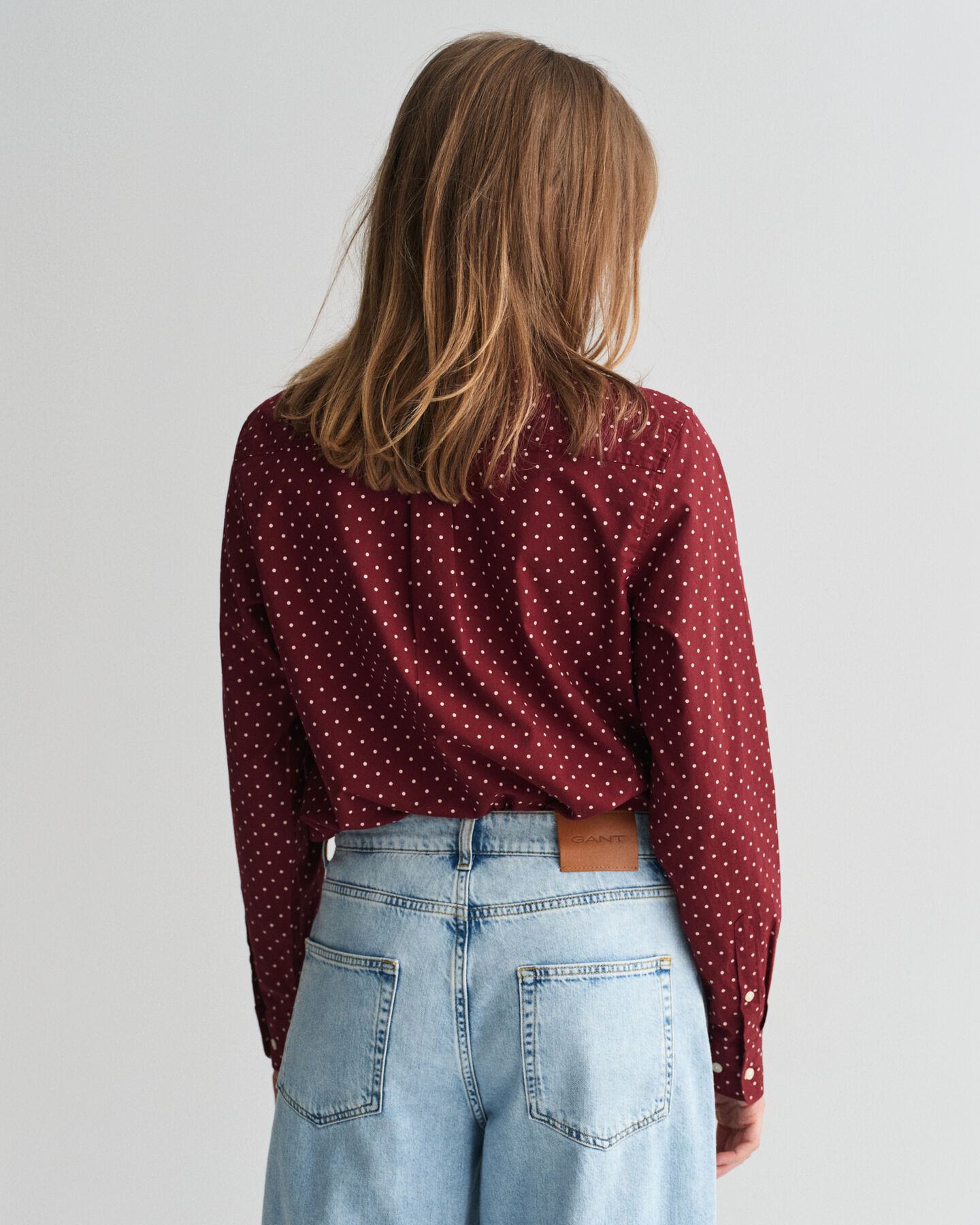 Regular Fit Bluse aus Baumwoll-Voile mit Punktemuster