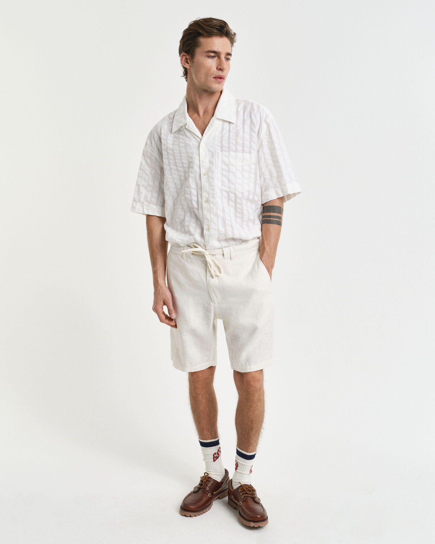 Relaxed Fit Leinen Shorts mit Kordelzug