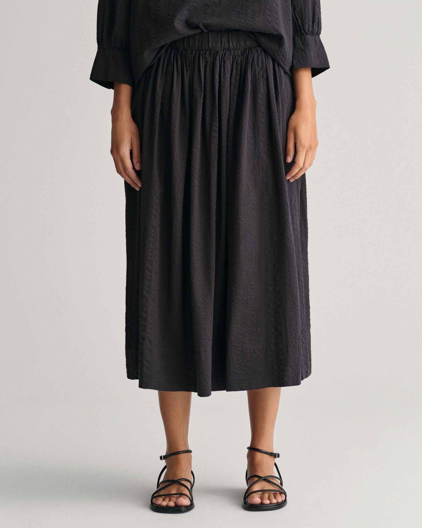 Seersucker Pull-On Rock mit Streifen