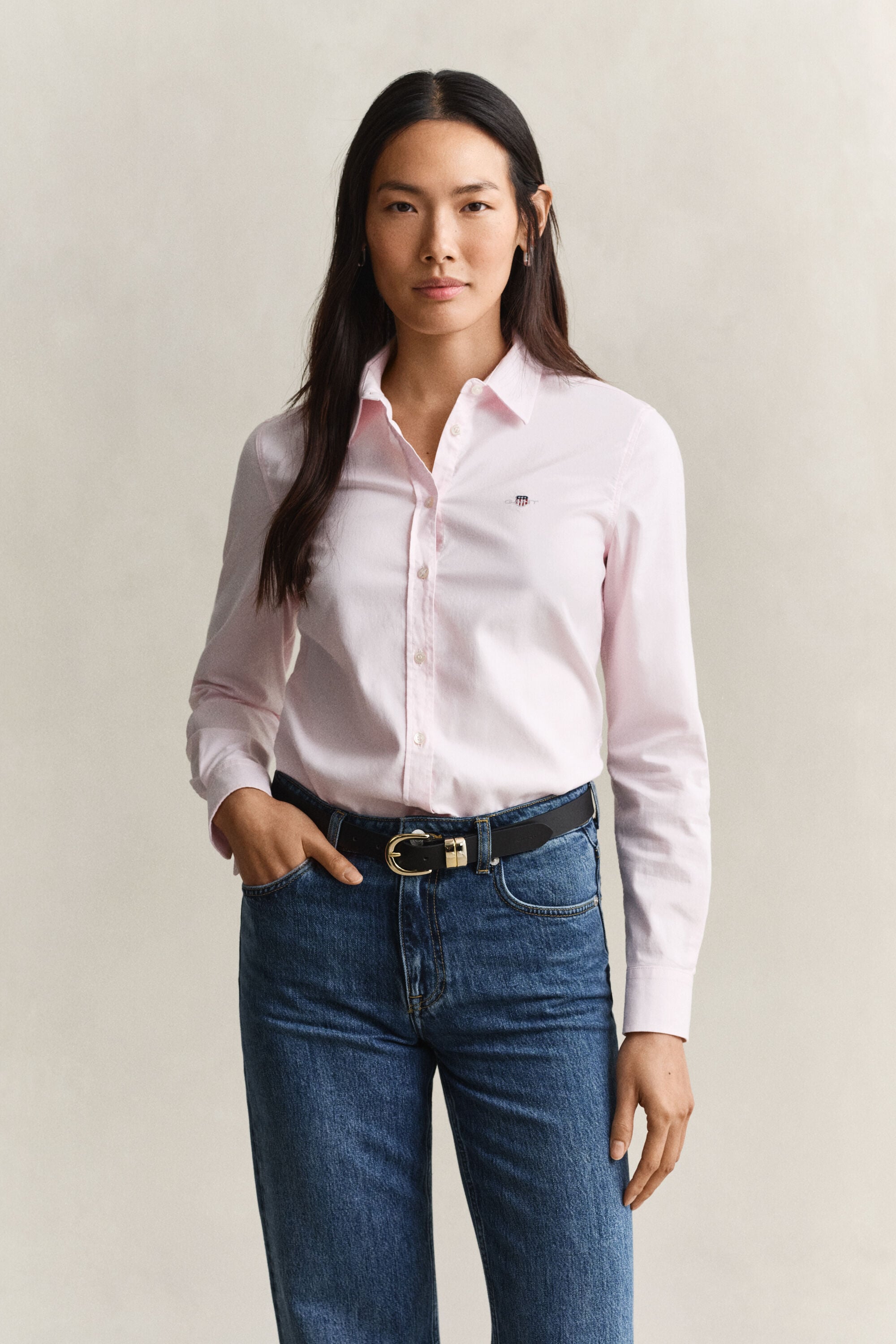 Classic Slim Fit Oxford-Bluse mit Stretch
