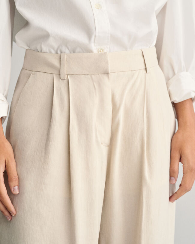 Formelle Relaxed Fit Stretch Leinen Hose