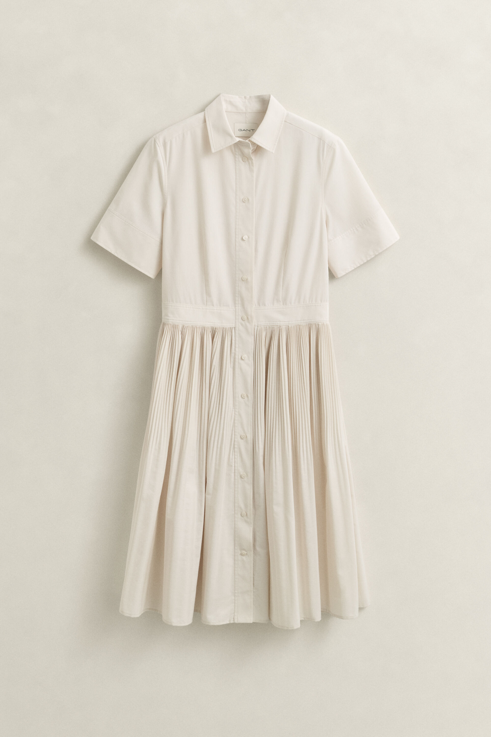 Plissiertes Hemdblusenkleid aus Baumwolle