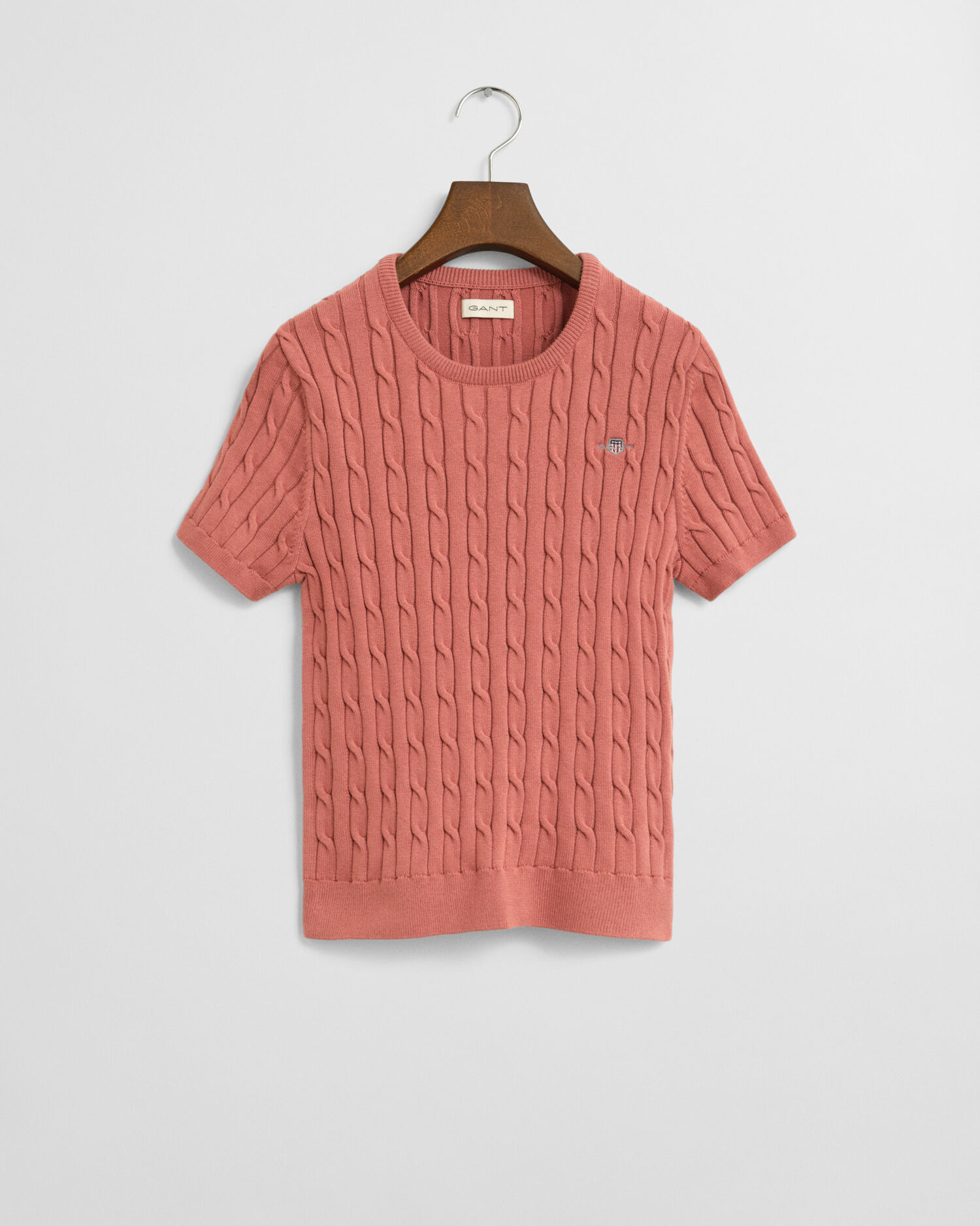 Teen Girls Zopfstrick Kurzarmpullover aus Stretch-Baumwolle