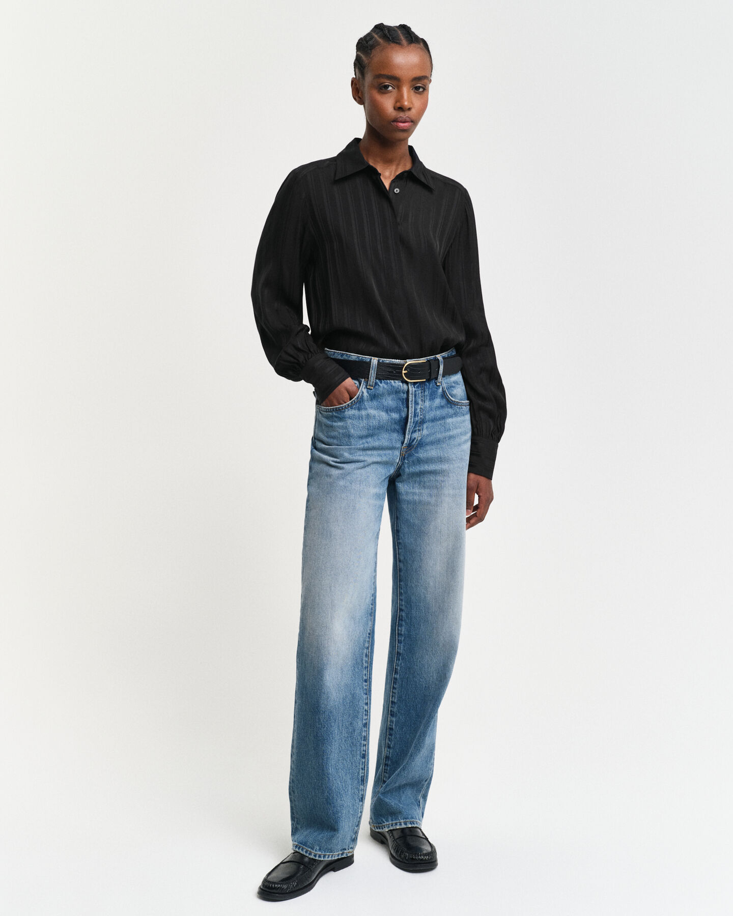 Regular Fit Satinbluse mit Streifen