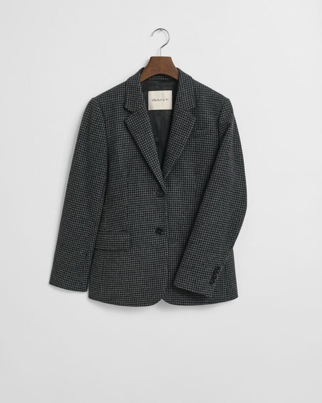 Regular Fit Houndstooth Blazer aus Wolle