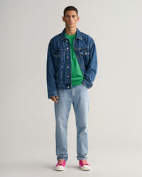 Rundhalspullover aus Baumwoll-Piqu&eacute;