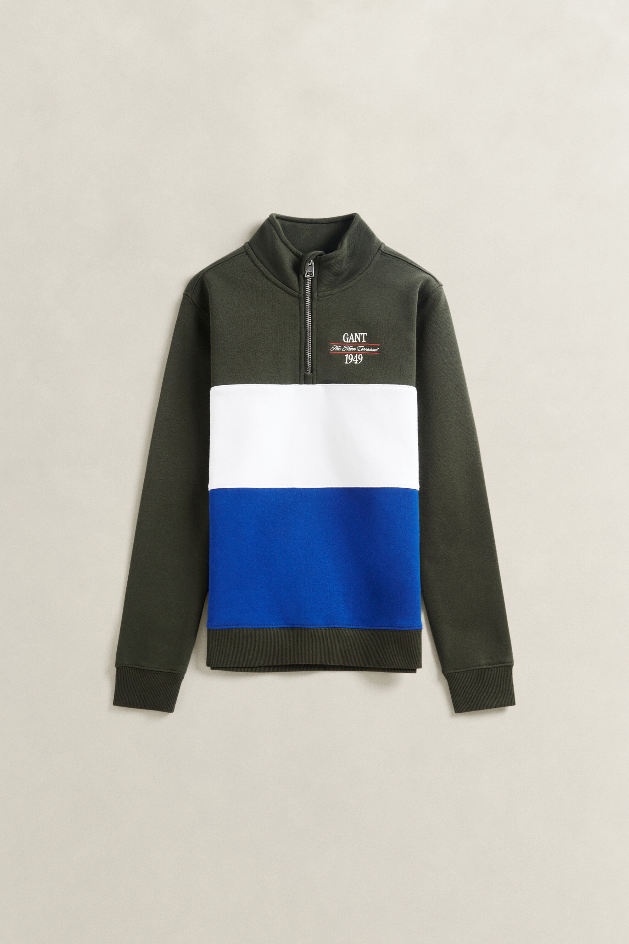 Teen Boys Sweatshirt mit Reißverschlusskragen im Blockfarbendesign