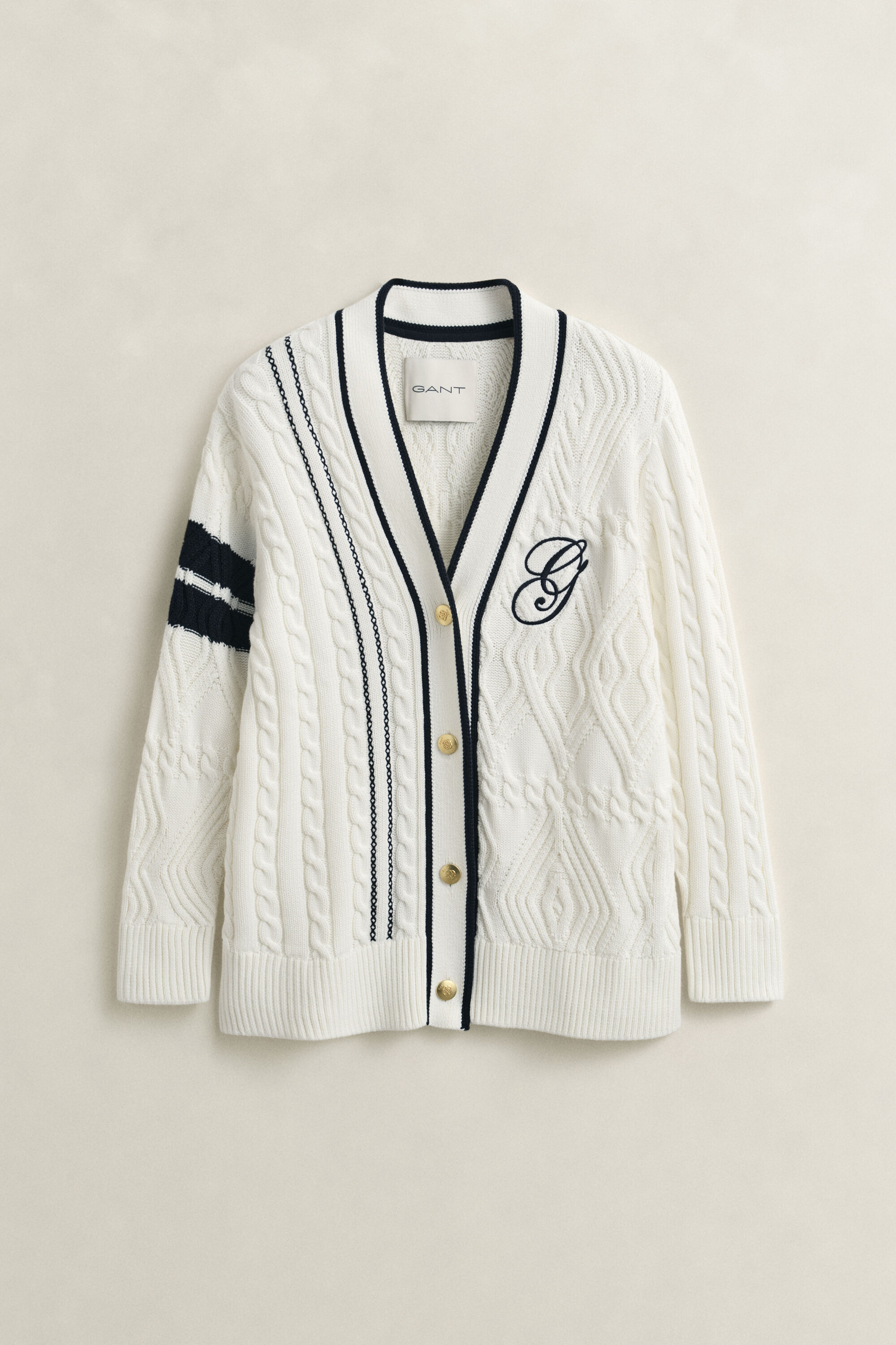 Varsity Zopfstrick Strickjacke