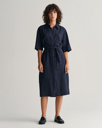 Kurzarm Hemdblusenkleid aus Leinen