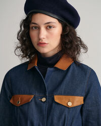 Jeansjacke mit Lederdetails