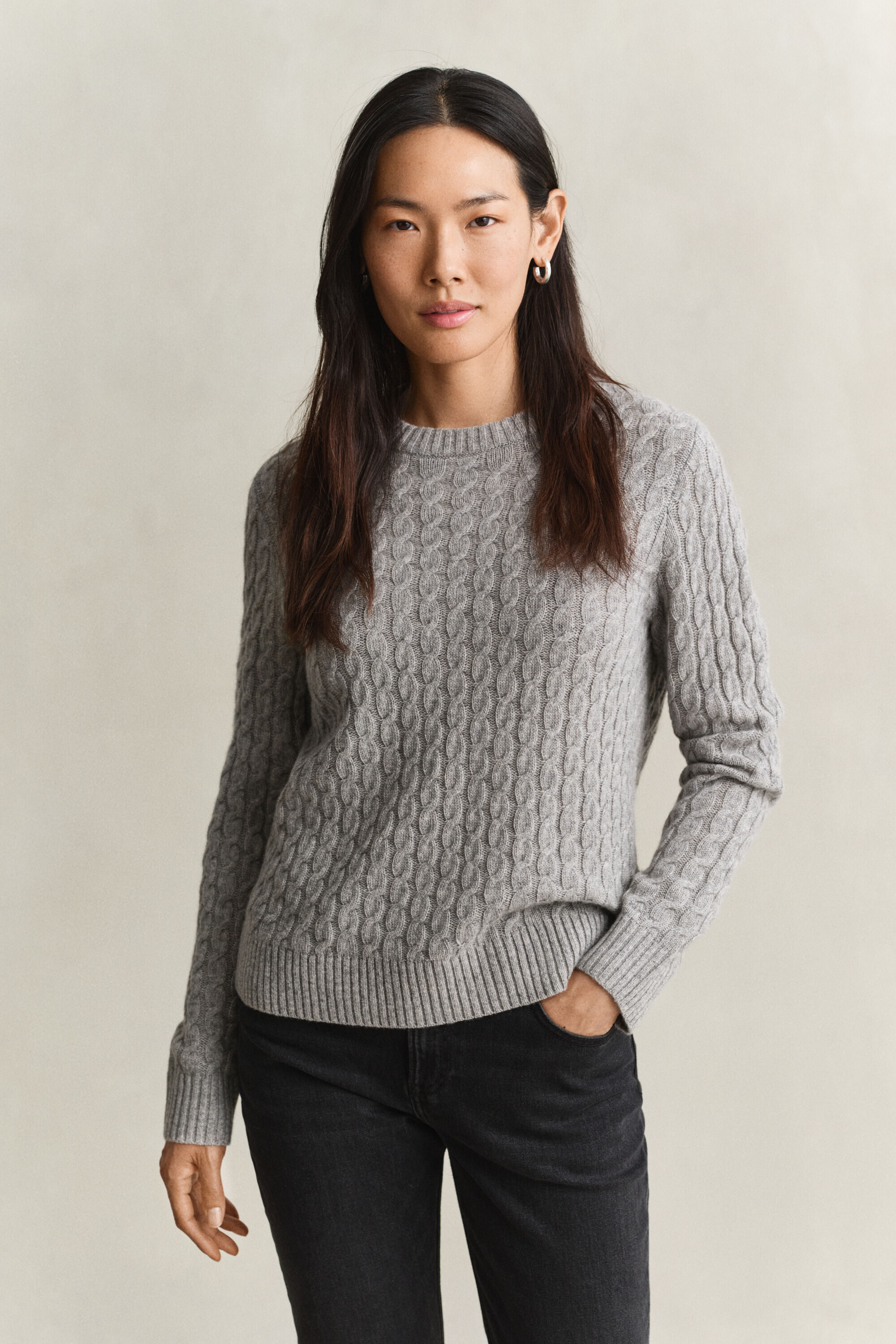 Zopfstrickpullover aus Kaschmir