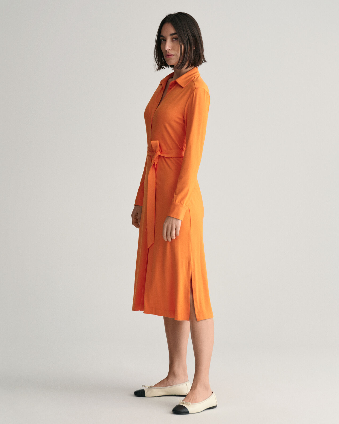 Slim Fit Jersey Hemdblusenkleid