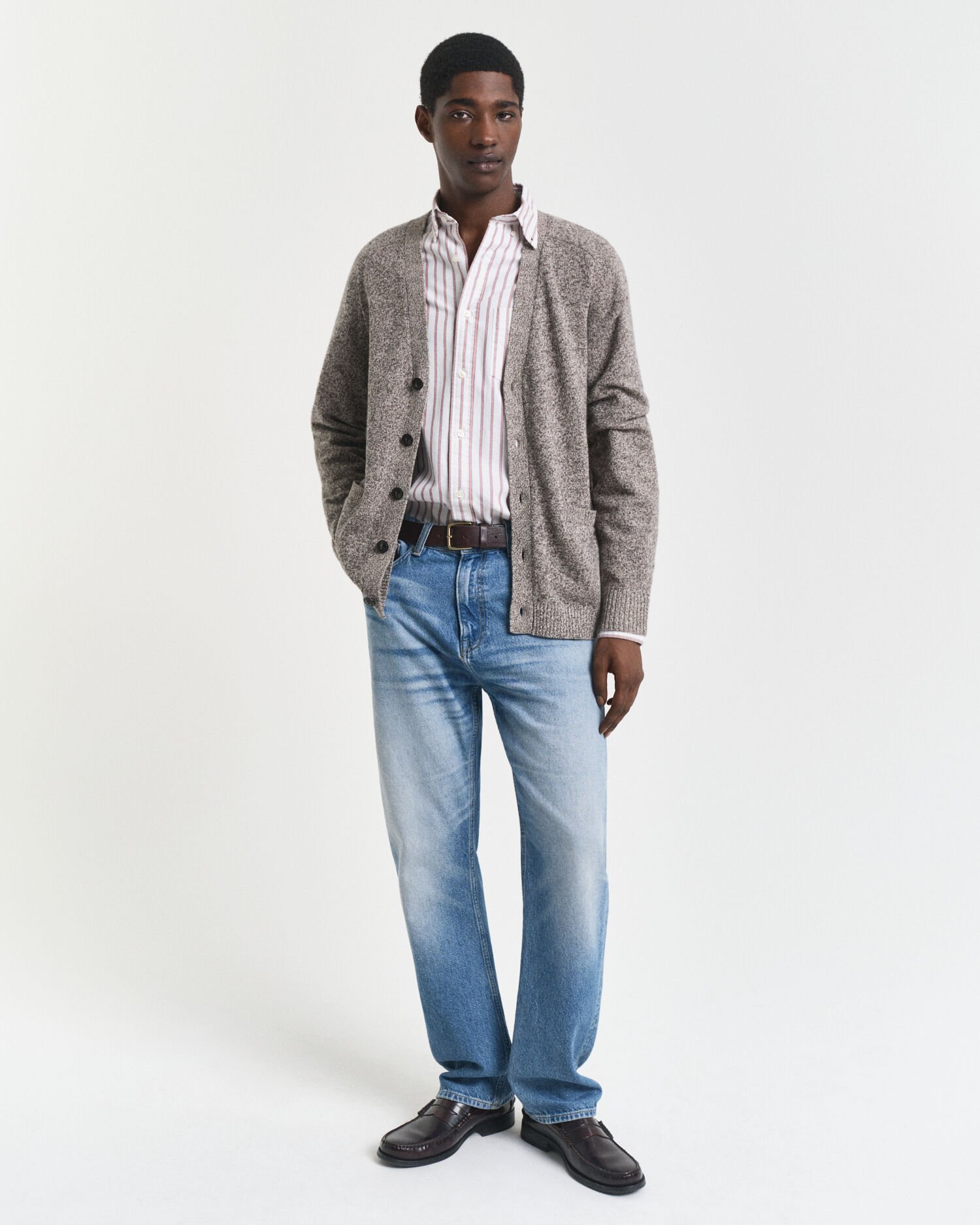 Mouliné Strickjacke aus Wollmix