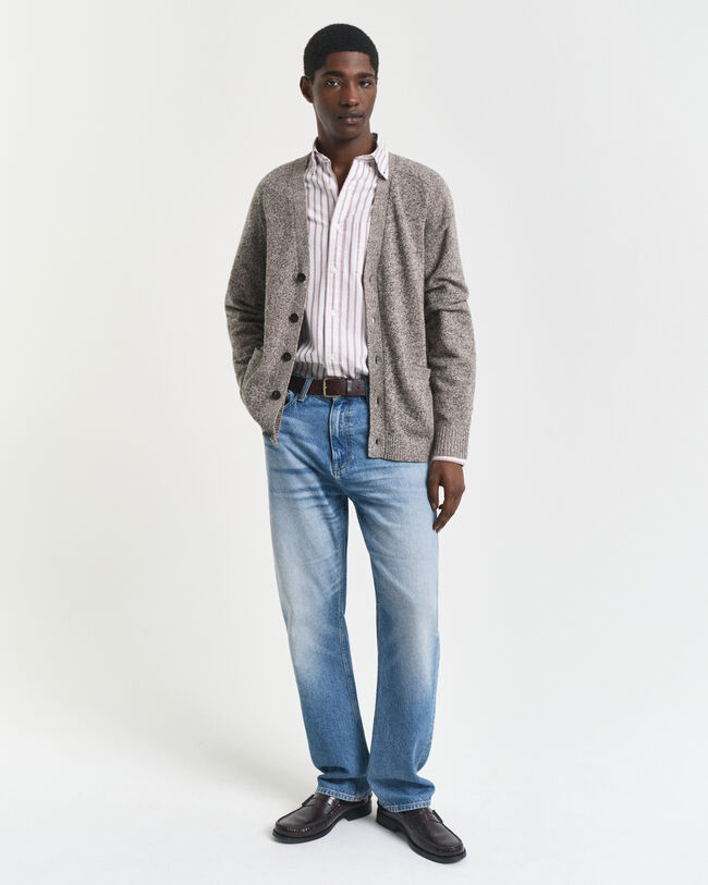 Mouliné Strickjacke aus Wollmix