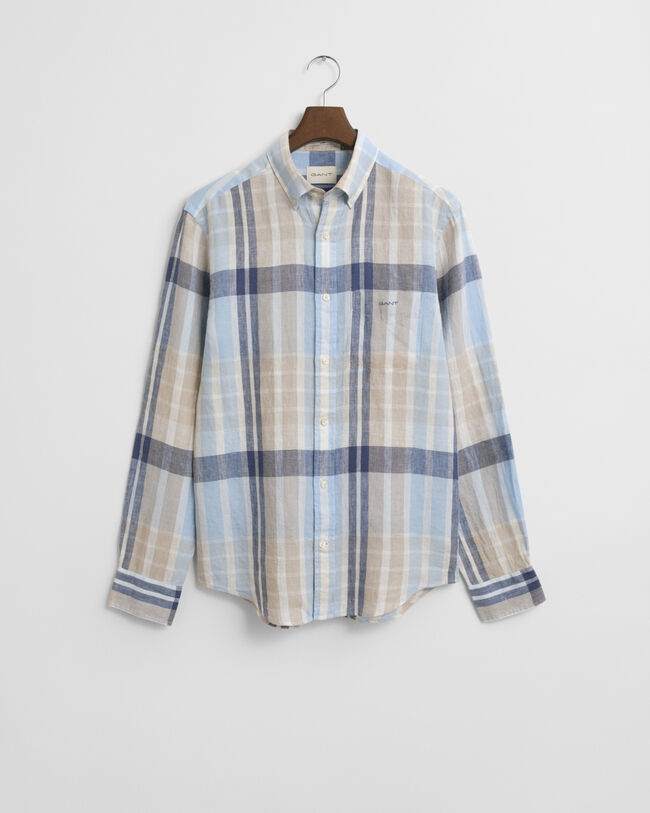 Regular Fit Madras Leinen Hemd