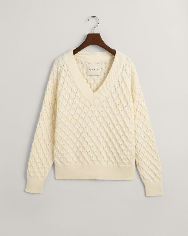 Strukturstrick V-Neck Pullover