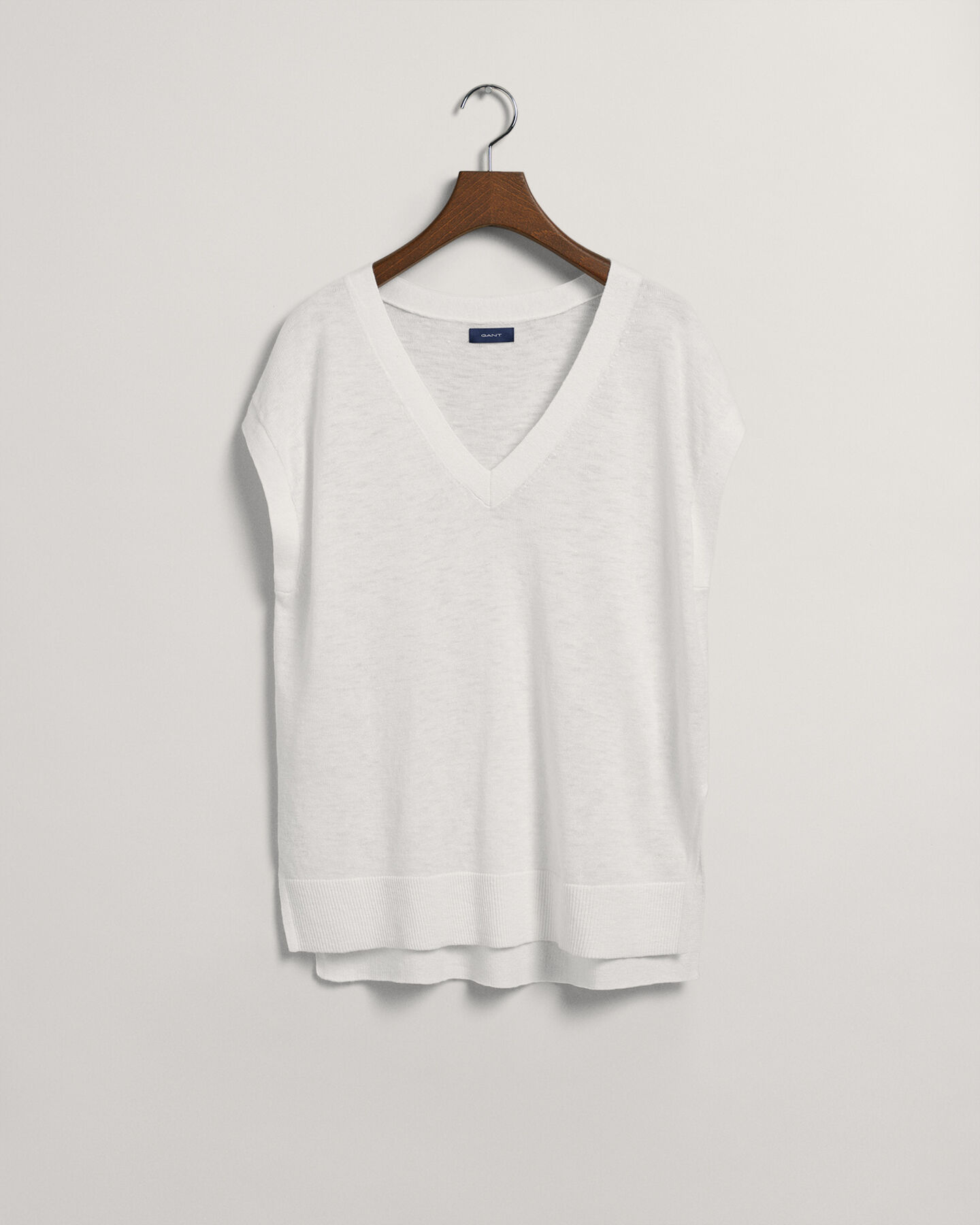 V-Neck Top aus Leinenmischgewebe