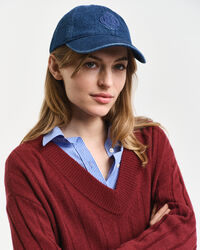 Breit gerippter V-Neck Wollpullover