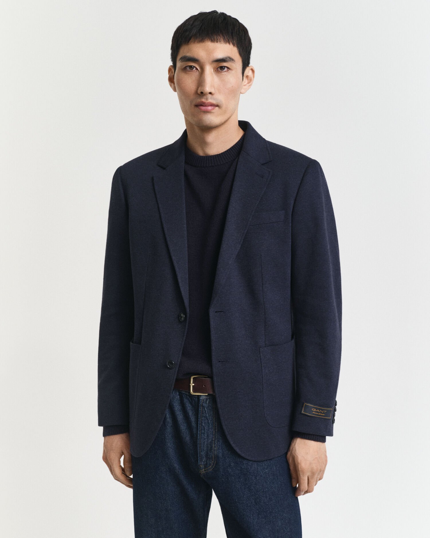 Slim Fit Two-Toned Sakko aus Jersey-Piqué