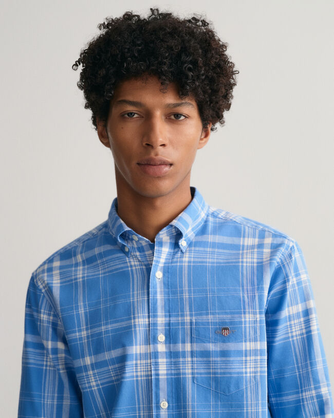 Regular Fit Baumwoll Leinen Hemd mit Karomuster