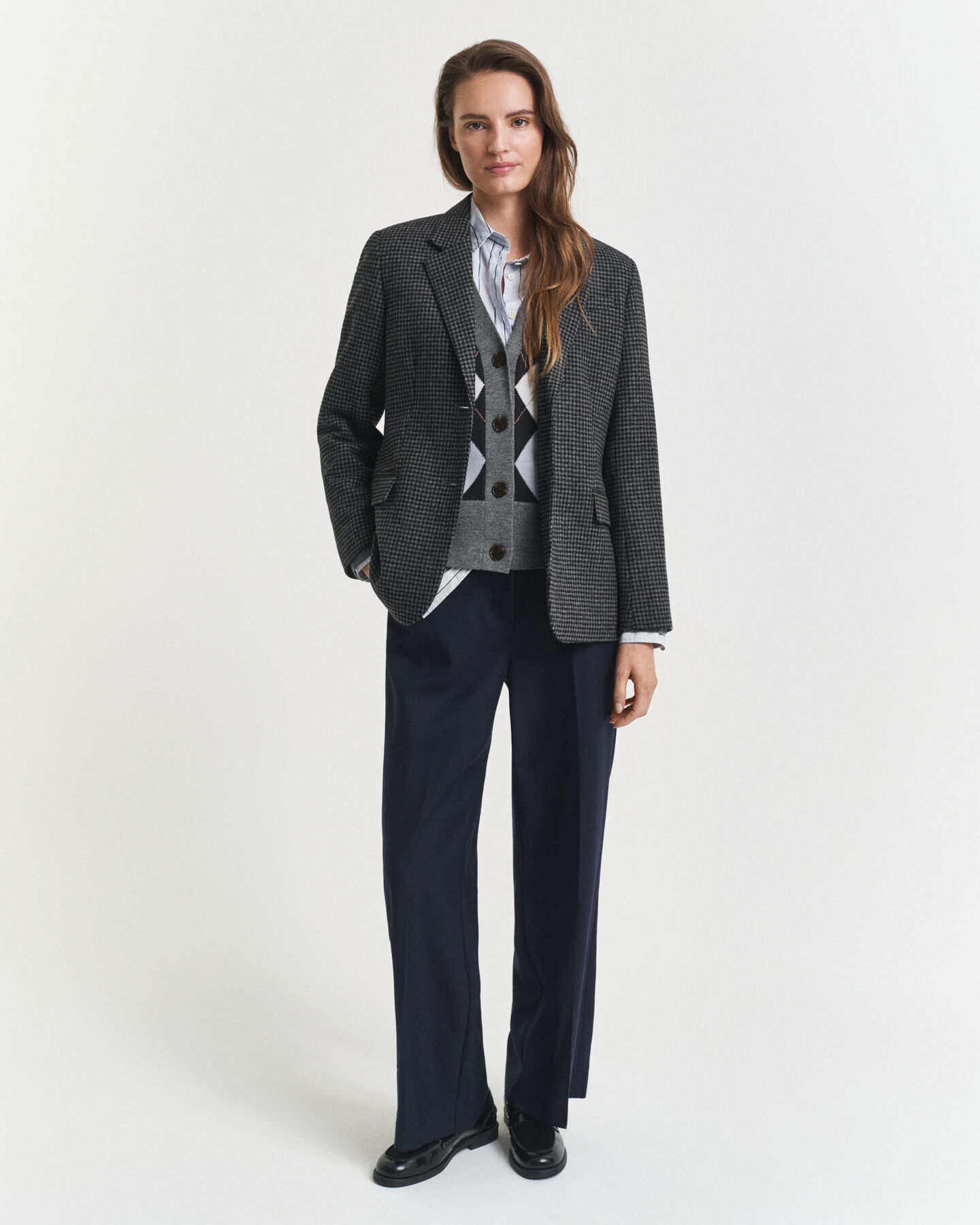 Regular Fit Houndstooth Blazer aus Wolle