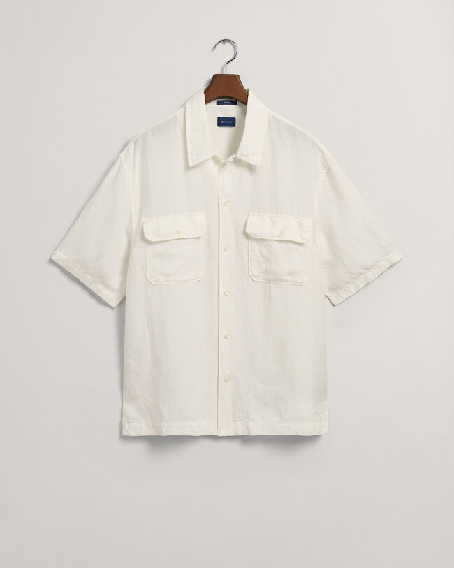 Relaxed Fit Leinen Lyocell Kurzarmhemd