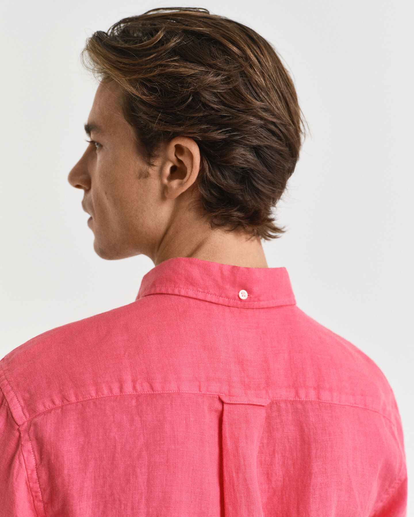 St&uuml;ckgef&auml;rbtes Regular Fit Leinen Kurzarmhemd