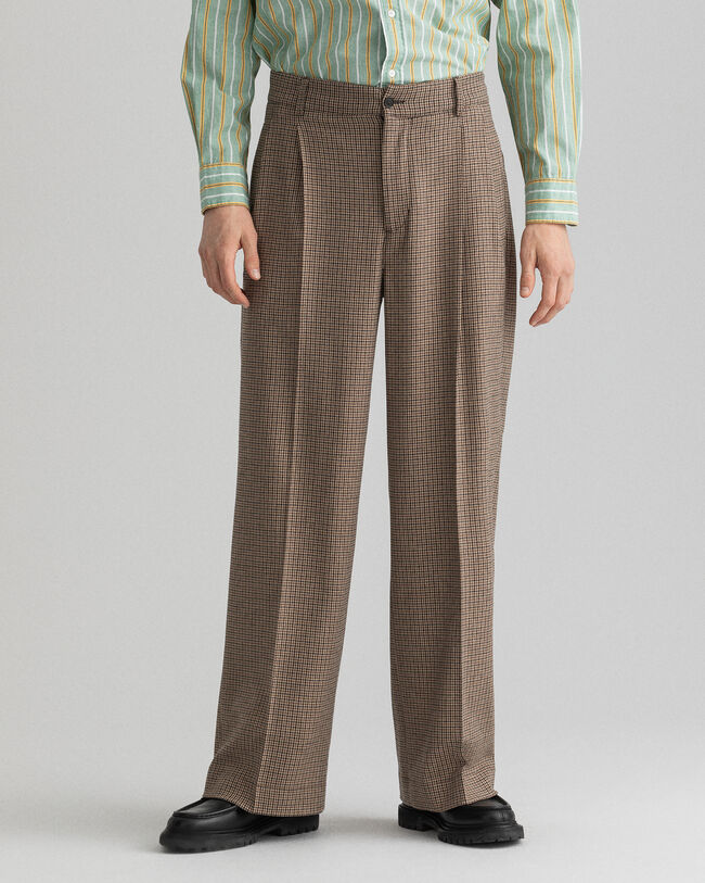 Karierte Anzughose mit Bundfalten