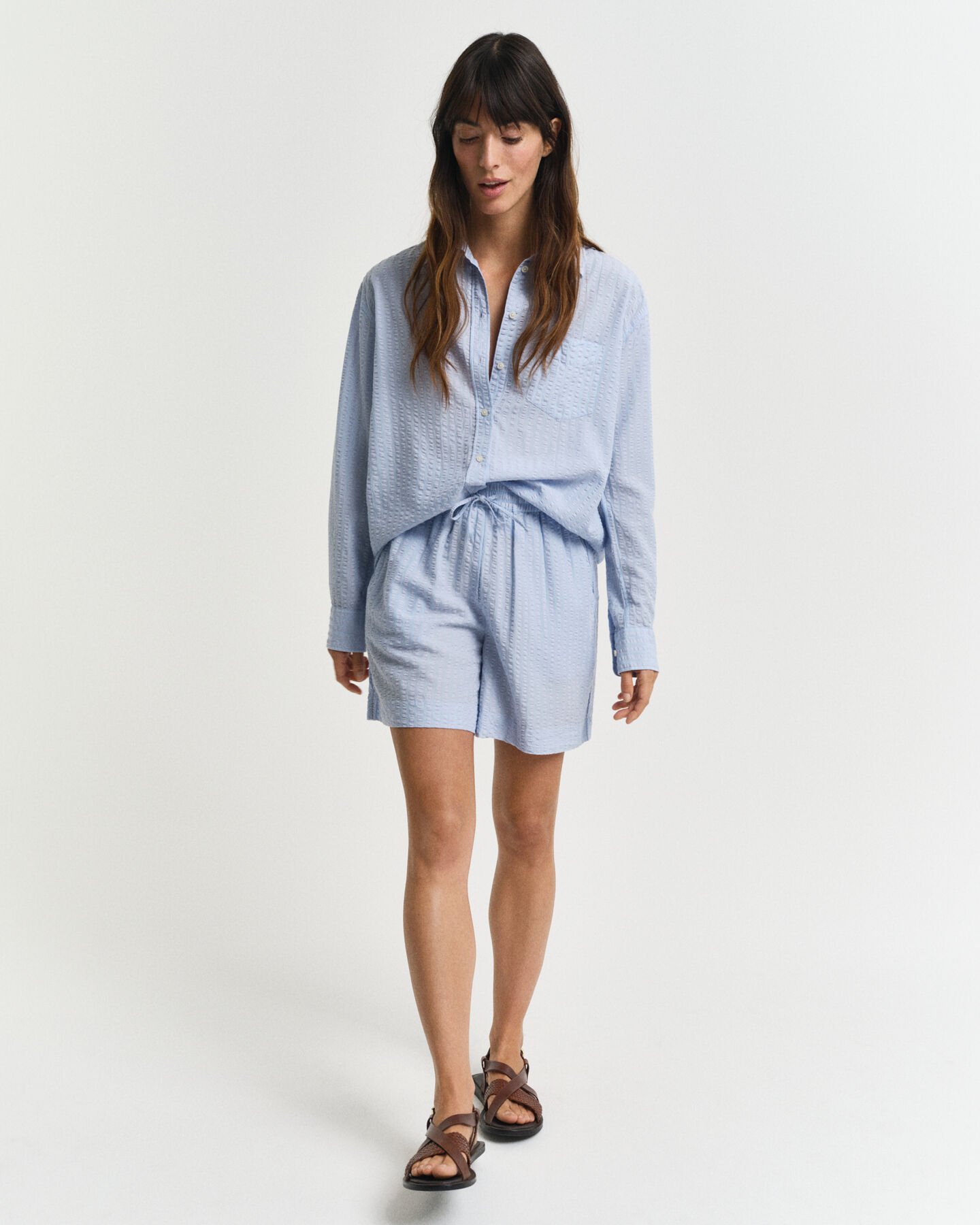 Tonal Seersucker Shorts mit Streifen