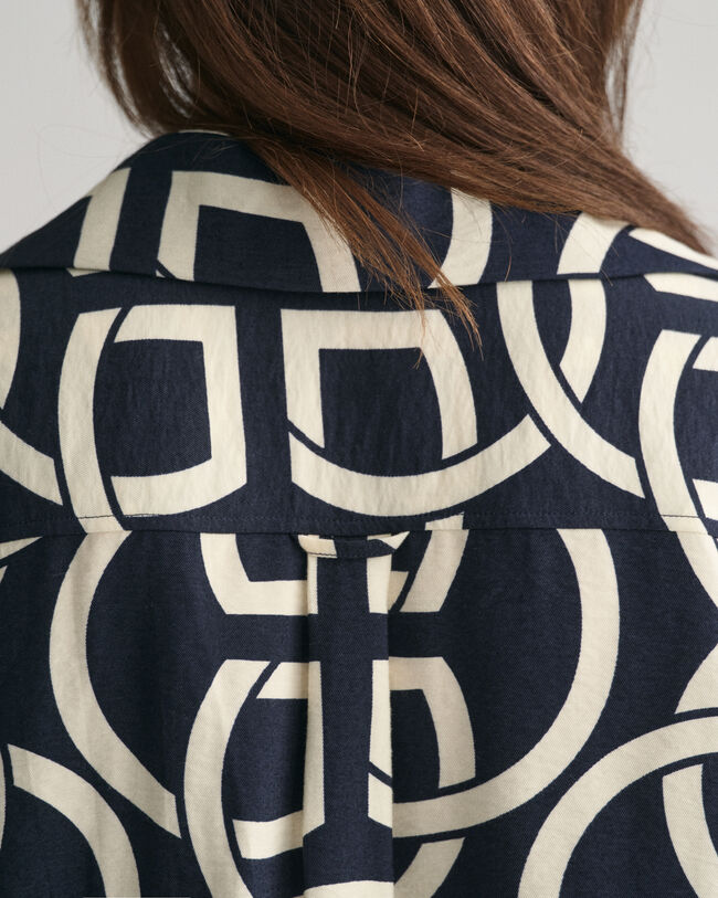 Relaxed Fit Monogram Popover Kurzarmbluse mit Print