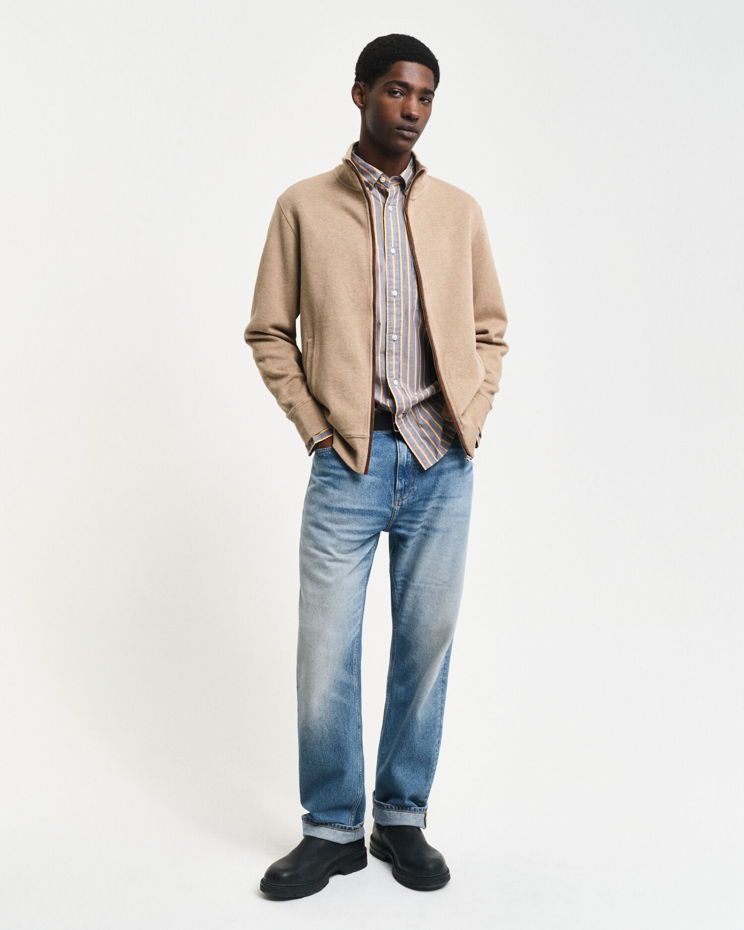 Sacker Rib Strickjacke mit Reißverschluss