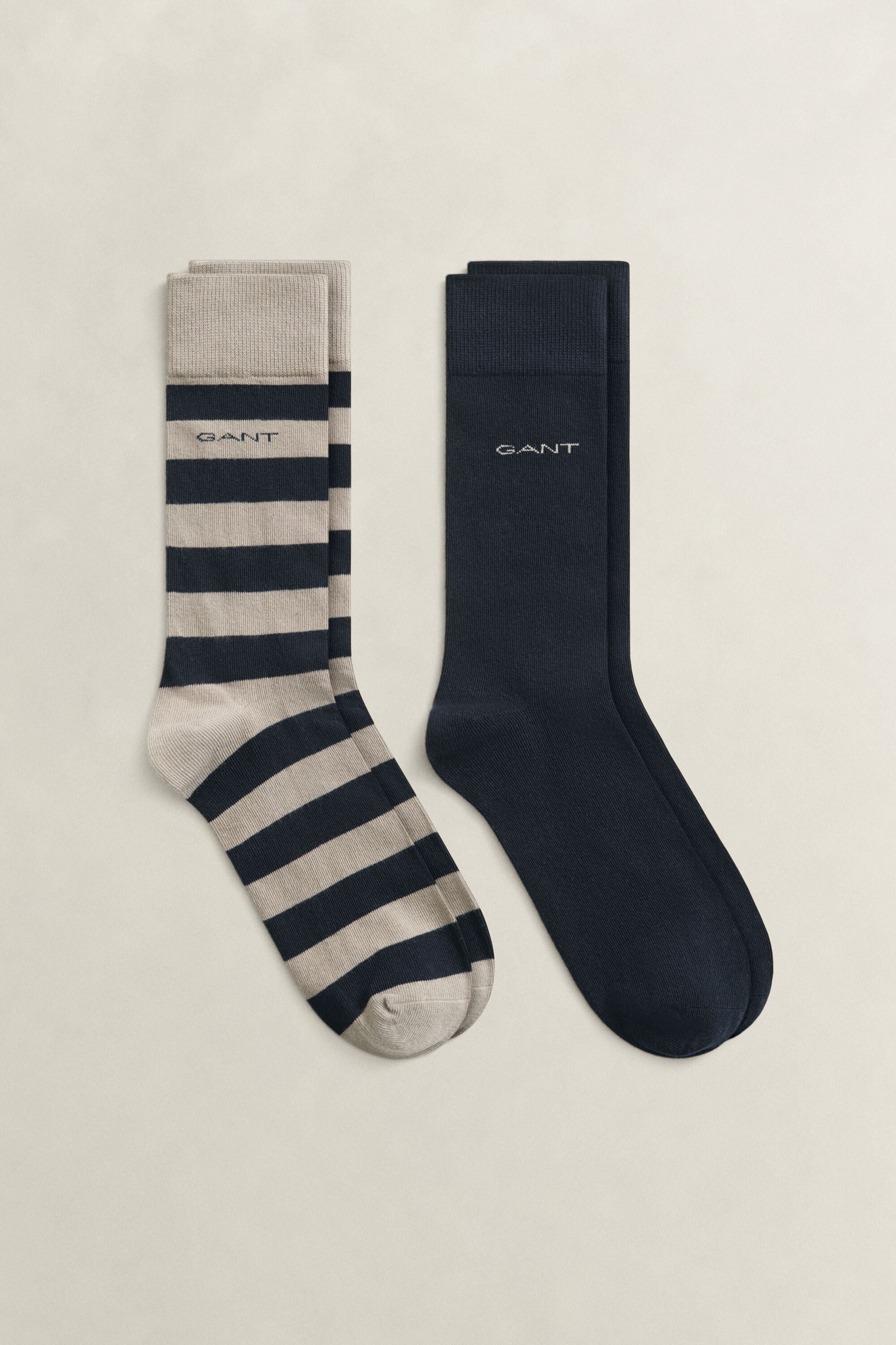 2er-Pack Socken Blockstreifen & Einfarbig