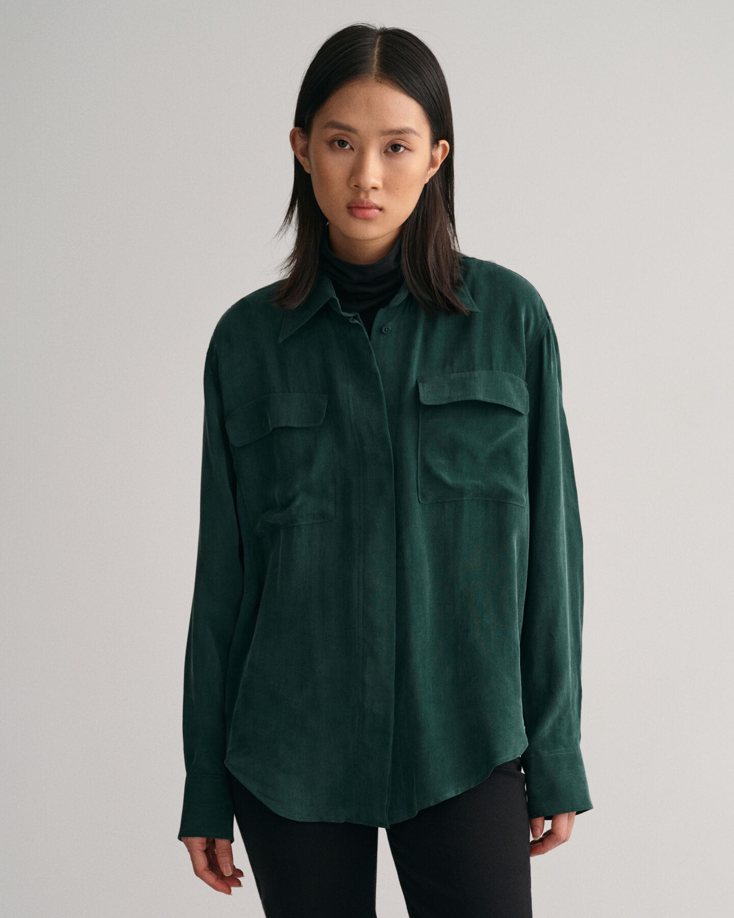 Relaxed Fit Utility-Bluse