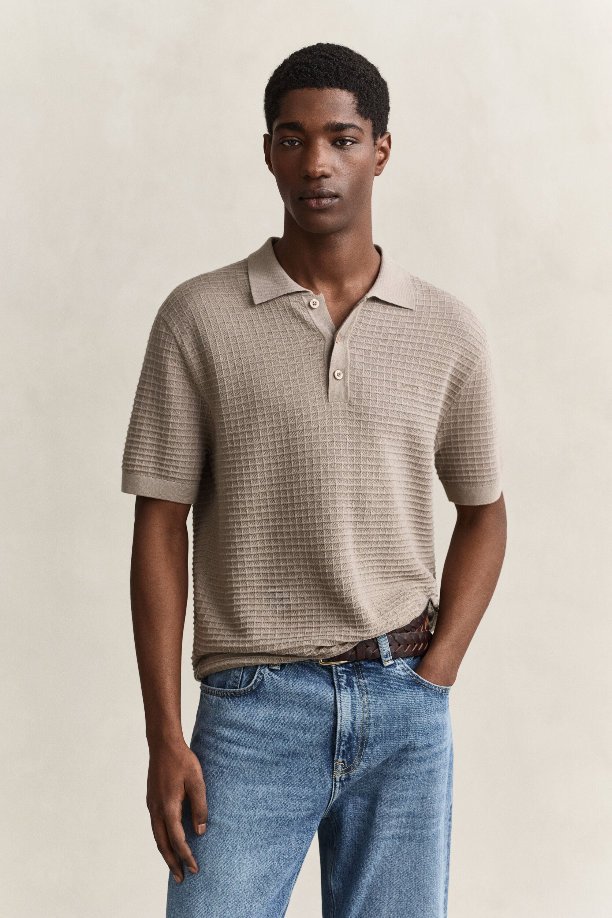 Strukturierter Polopullover